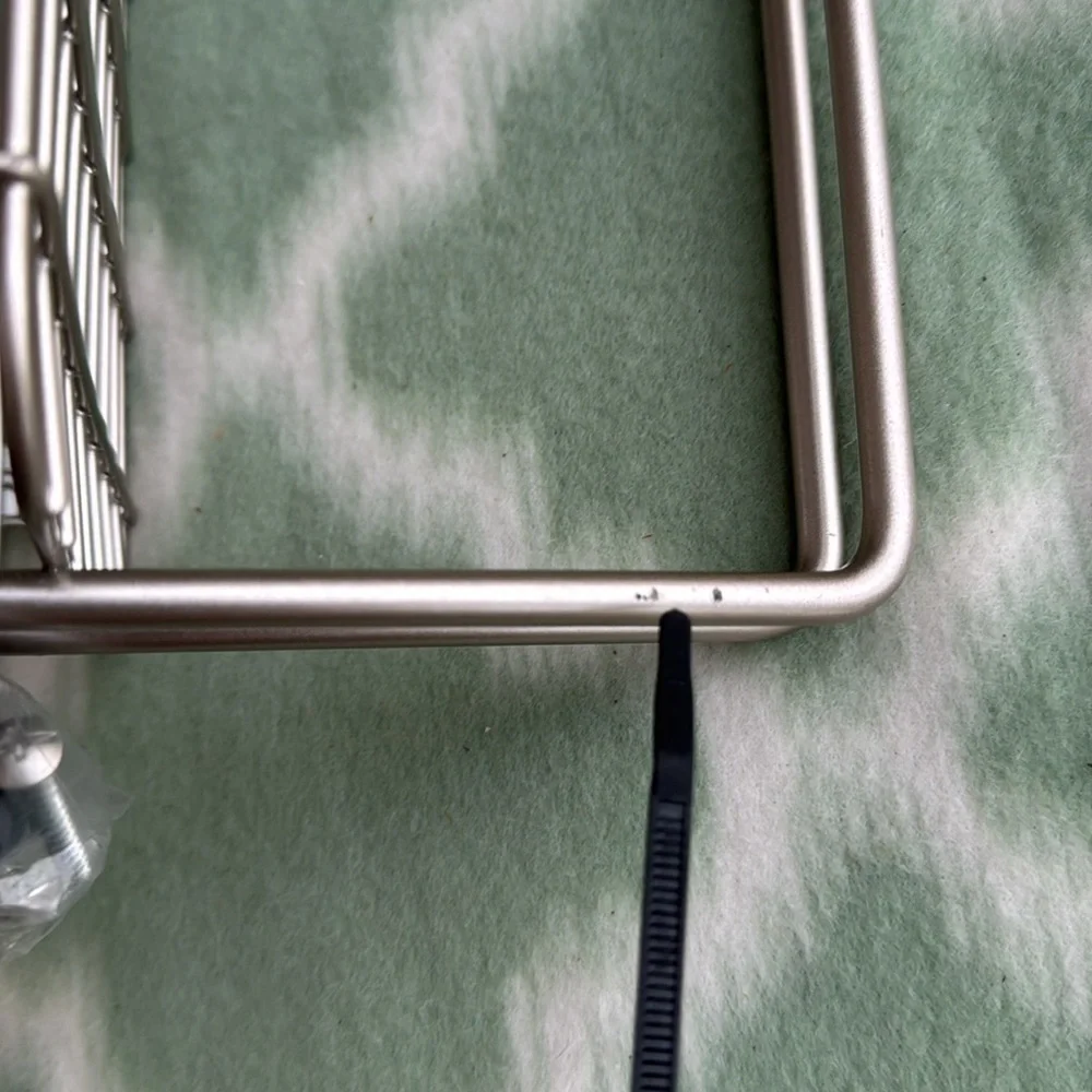 NEW brushed nickel metal wire basket with towel bar